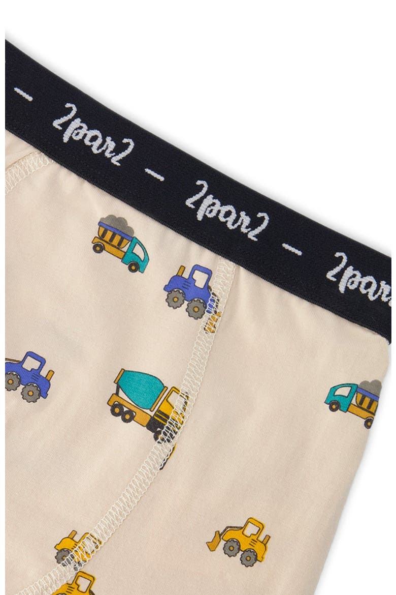 Organic Cotton Truck Elastic Waist Boxer, Alternate, color, Beige Printed Trucks