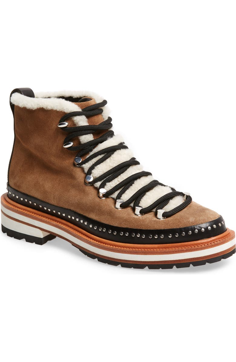 rag & bone Compass Genuine Shearling Combat Boot, Main, color,