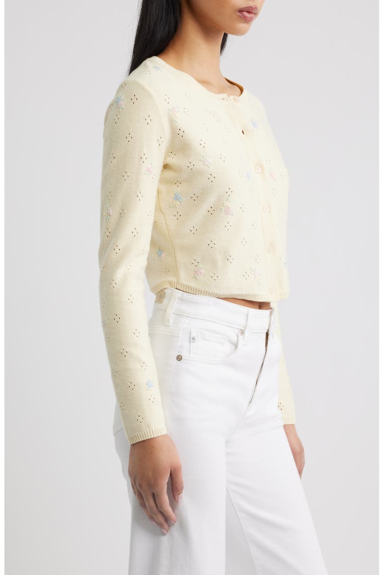 Paelynn Floral Embroidered Pointelle Cardigan, Alternate, color, DAYLILY