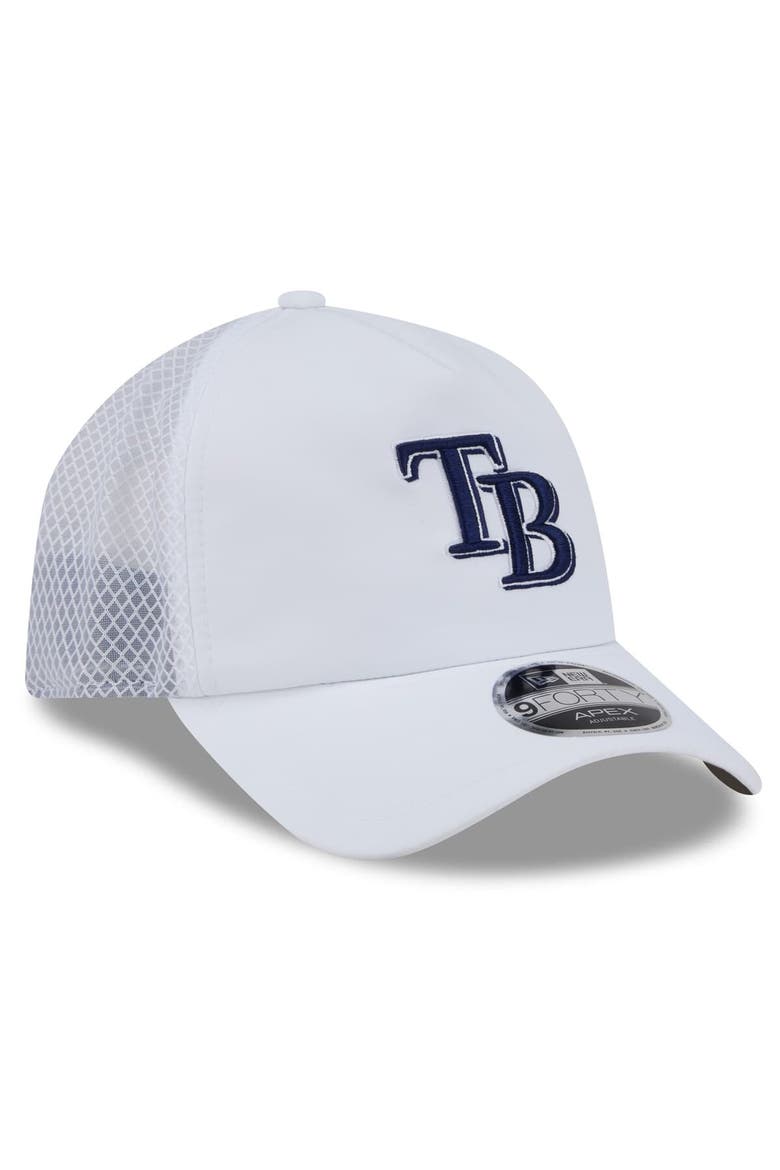 Men's New Era White Tampa Bay Rays 2026 Batting Practice Apex 9FORTY Adjustable Trucker Hat, Alternate, color, White