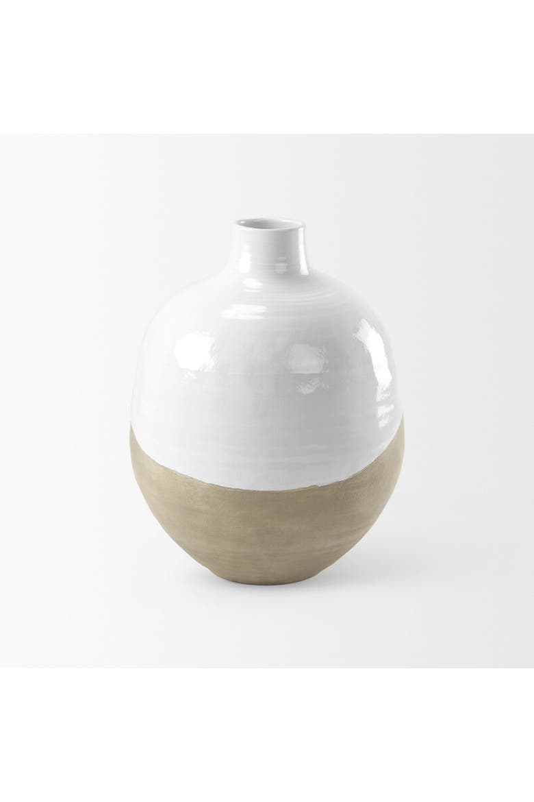 Amos Blocked Ceramic Floor Vase, Alternate, color, White