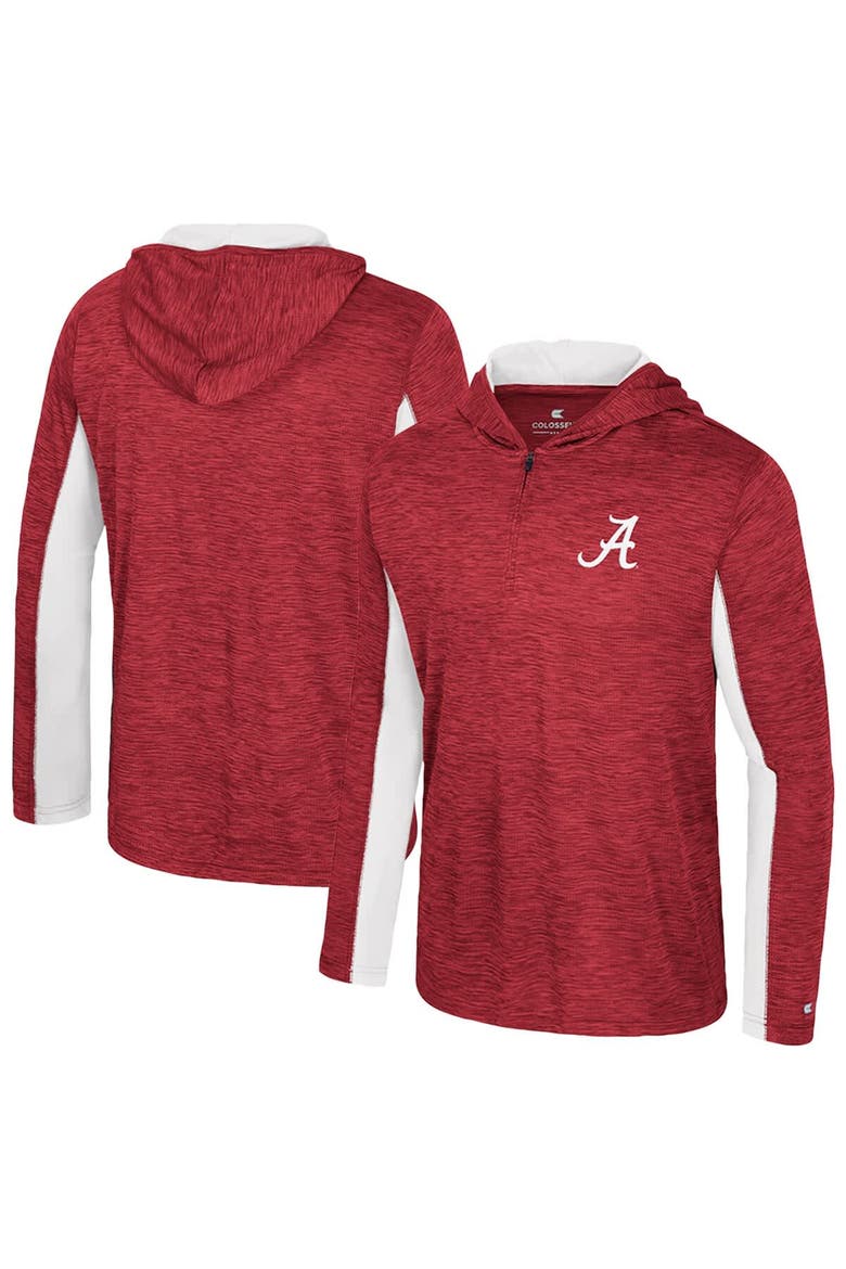 Men's Colosseum Crimson Alabama Crimson Tide Always Sunny Quarter-Zip Hoodie, Main, color, Crimson