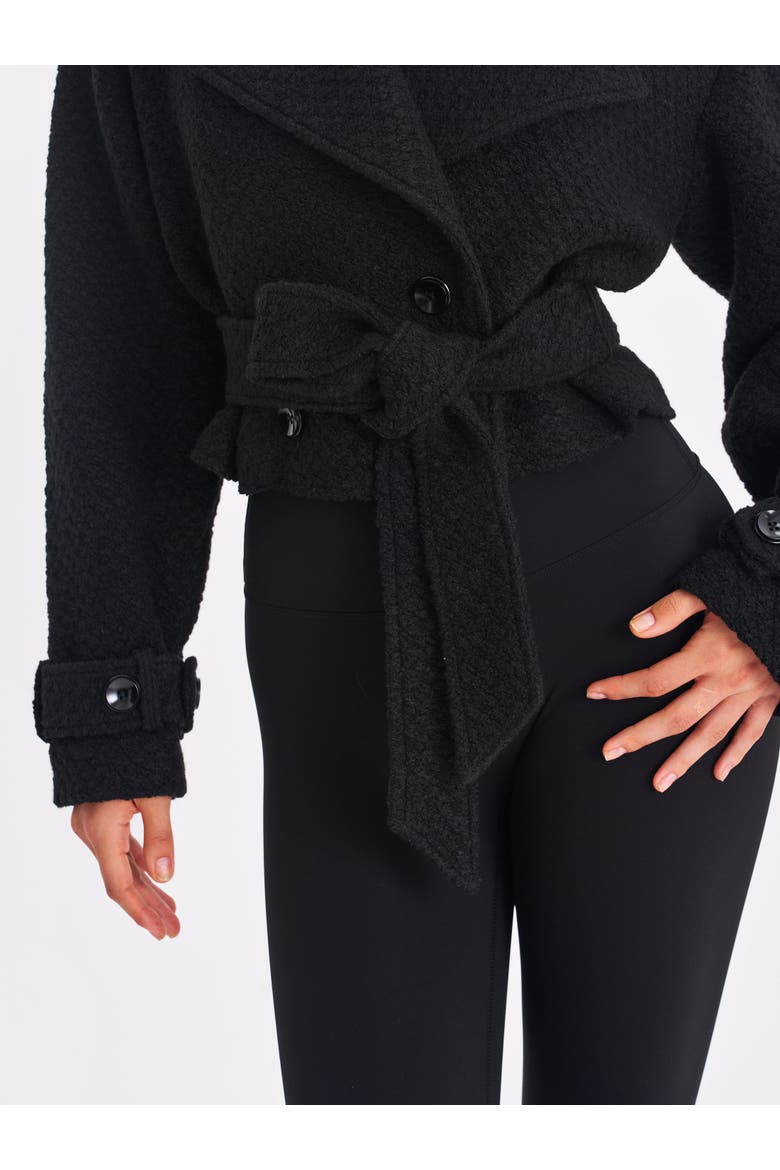 Dara Wool Blend Cropped Double-Breasted Belted Coat, Alternate, color, Black