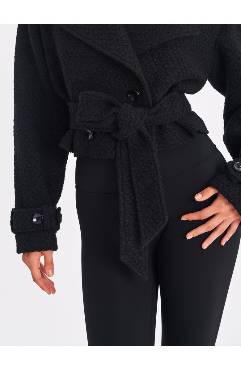 Miss Circle Dara Wool Blend Cropped Double-Breasted Belted Coat, Alternate, color, Black