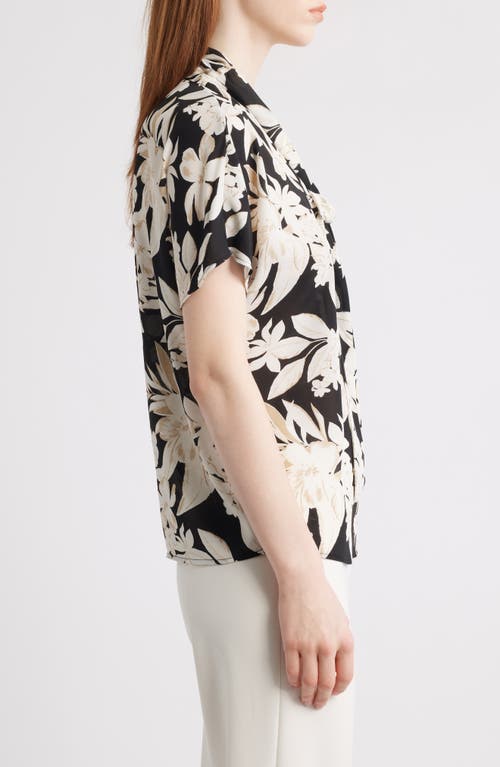 Anne Klein Pussybow Dolman Sleeve Top In Anne Black Multi