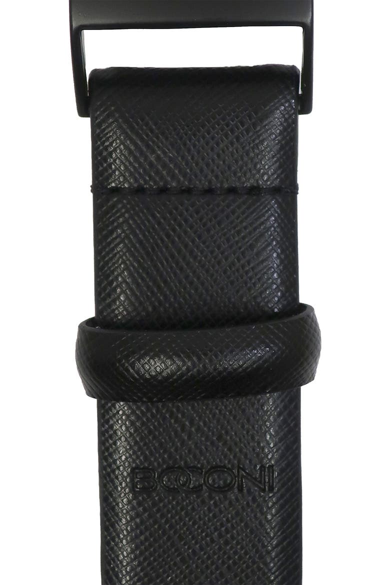 Matte Buckle Leather Belt, Alternate, color, BLACK