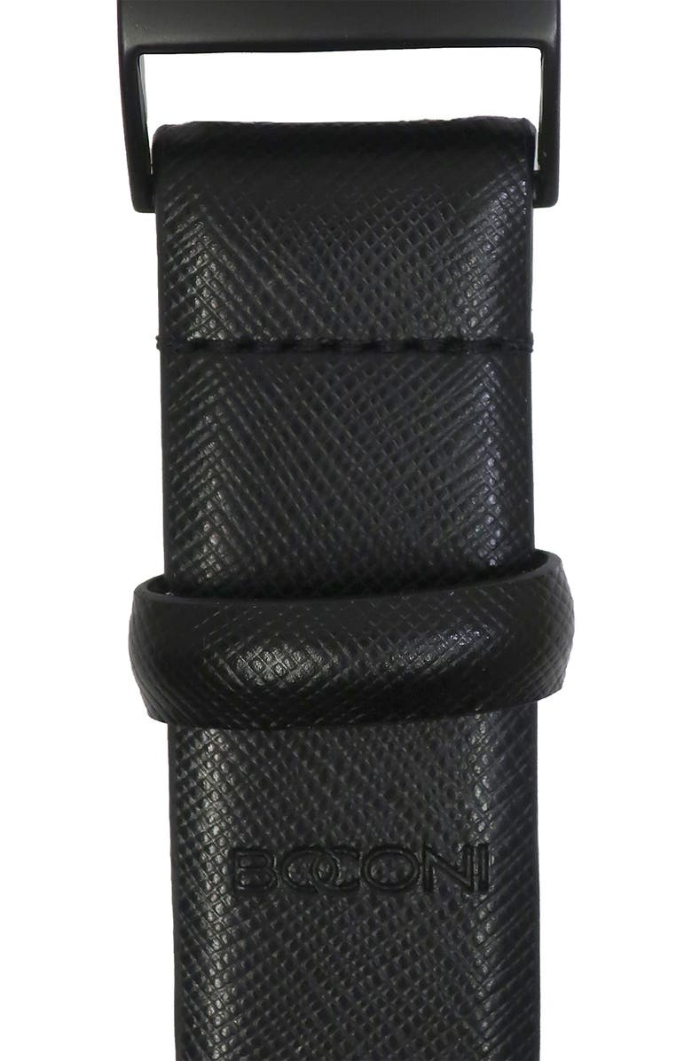 BOCONI Matte Buckle Leather Belt, Alternate, color, Black