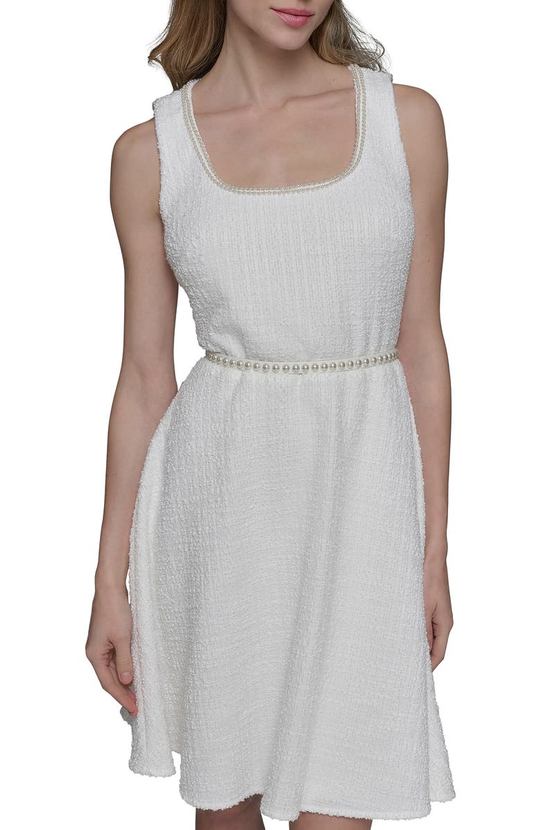 KARL LAGERFELD PARIS Sleeveless Belted A-Line Dress, Alternate, color, 
