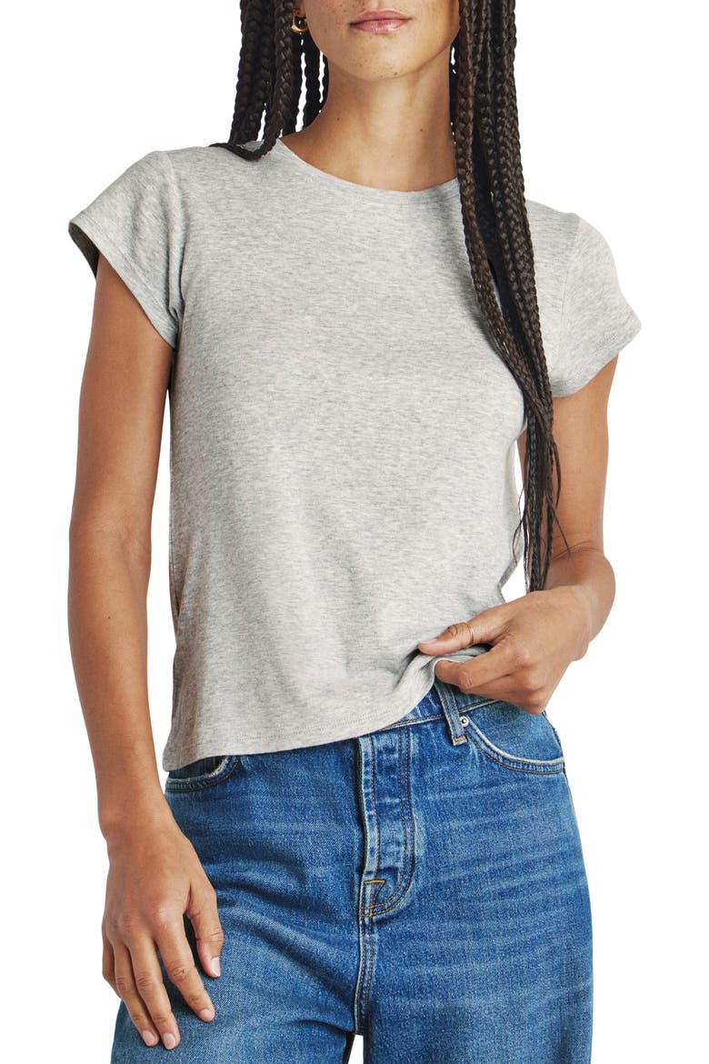 Faye Crewneck Tee, Main, color, HEATHER GREY