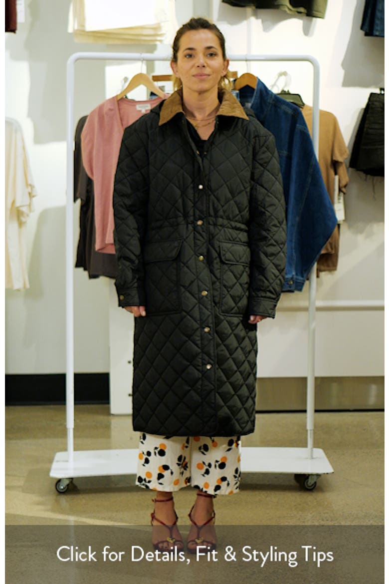 Diamond Quilted Hooded Long Coat video
