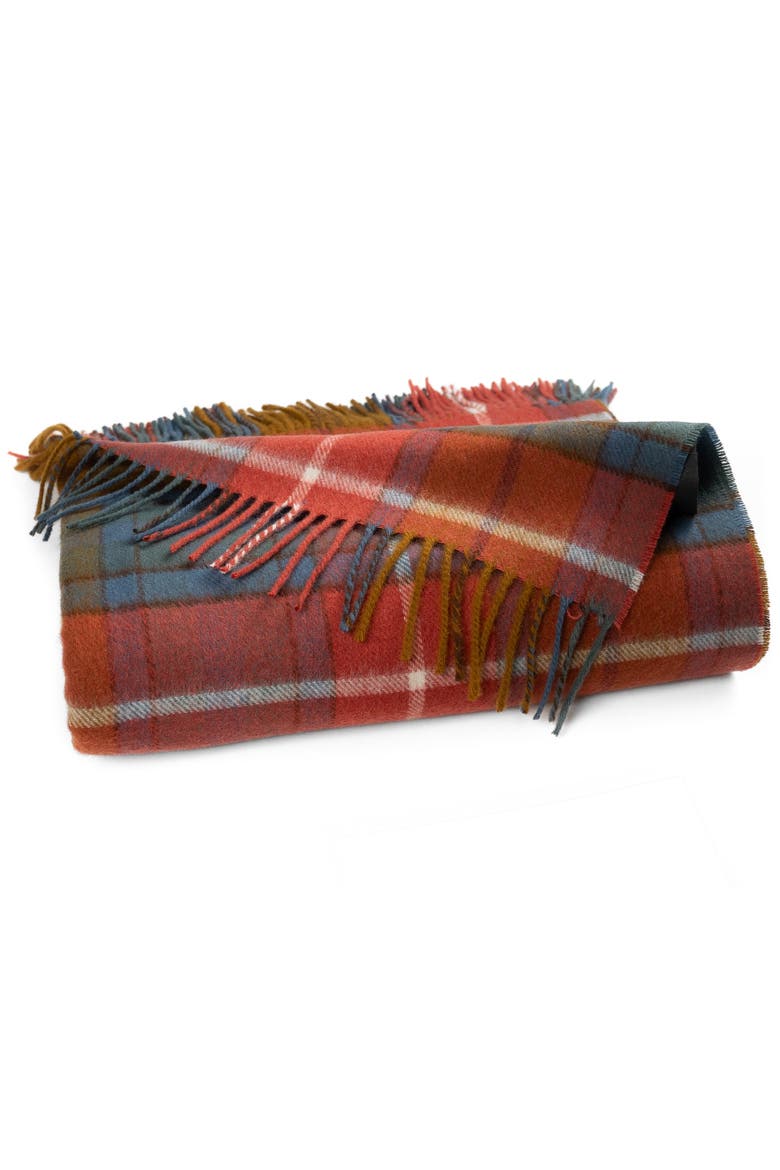 Highland Tartan Tweed Merino Wool Throw, Main, color, Antique Buchanan