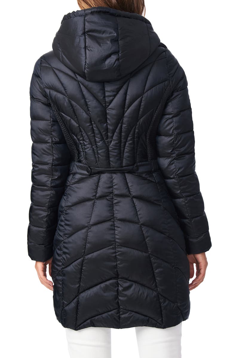 Bernardo Mixed Quilt Ecoplume<sup>™</sup> Packable Hooded Puffer Jacket, Alternate, color, 