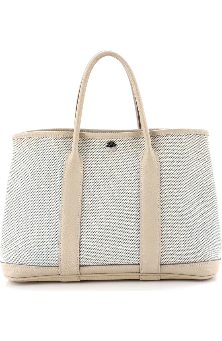 Pre-Owned Hermes Garden Party Tote Toile and Leather 30, Main, color, Bleu Colvert