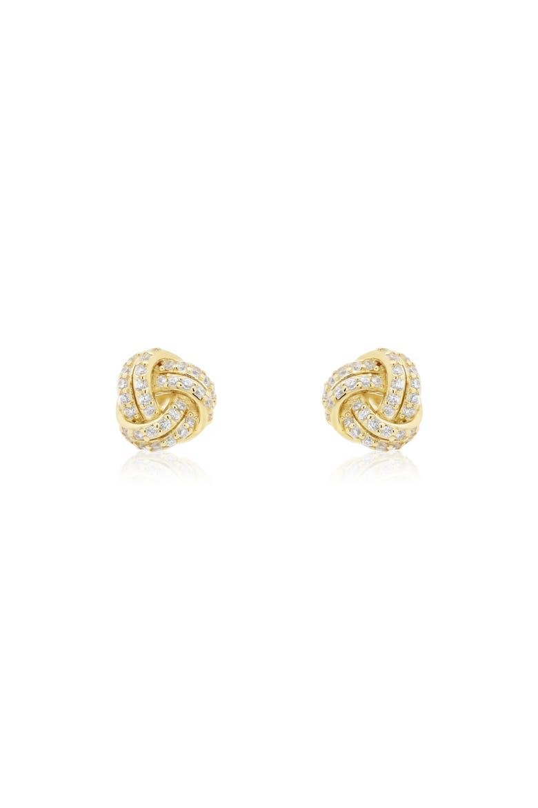 CZ Knot Stud Earrings, Alternate, color, Gold Plated Sterling Silver