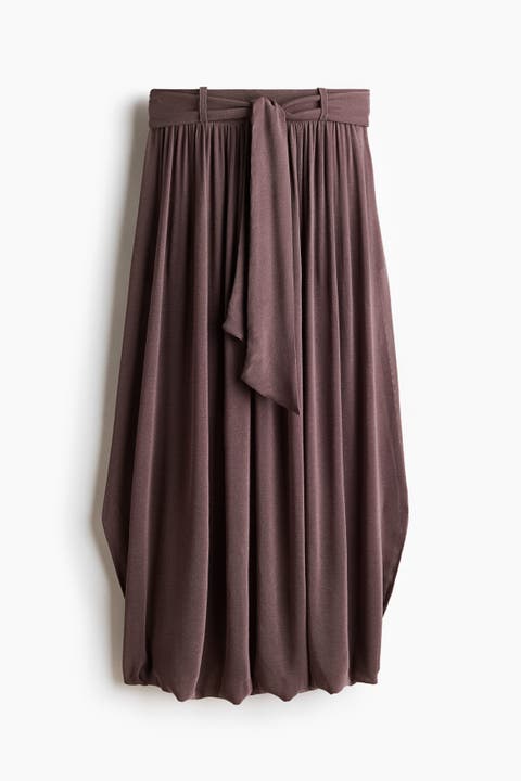 Draped Tie-belt Trousers