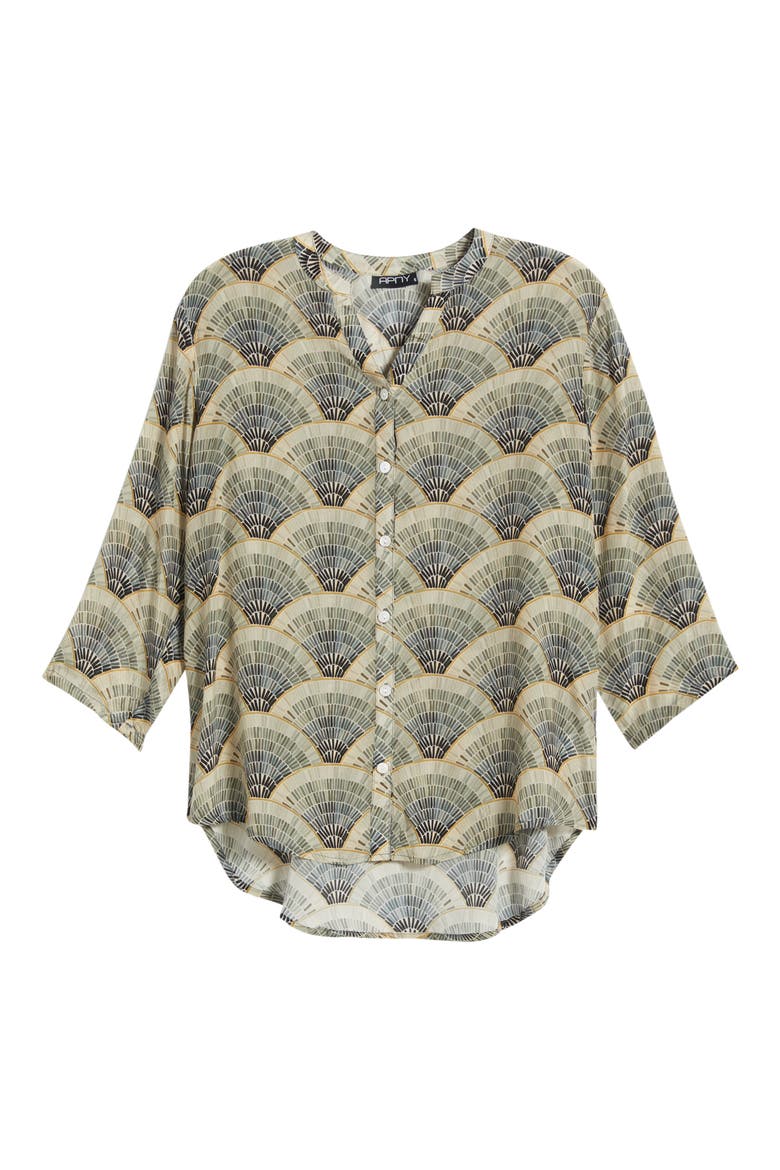 Mandarin Collar Button-Up Shirt, Main, color, GILDED CHARCOAL