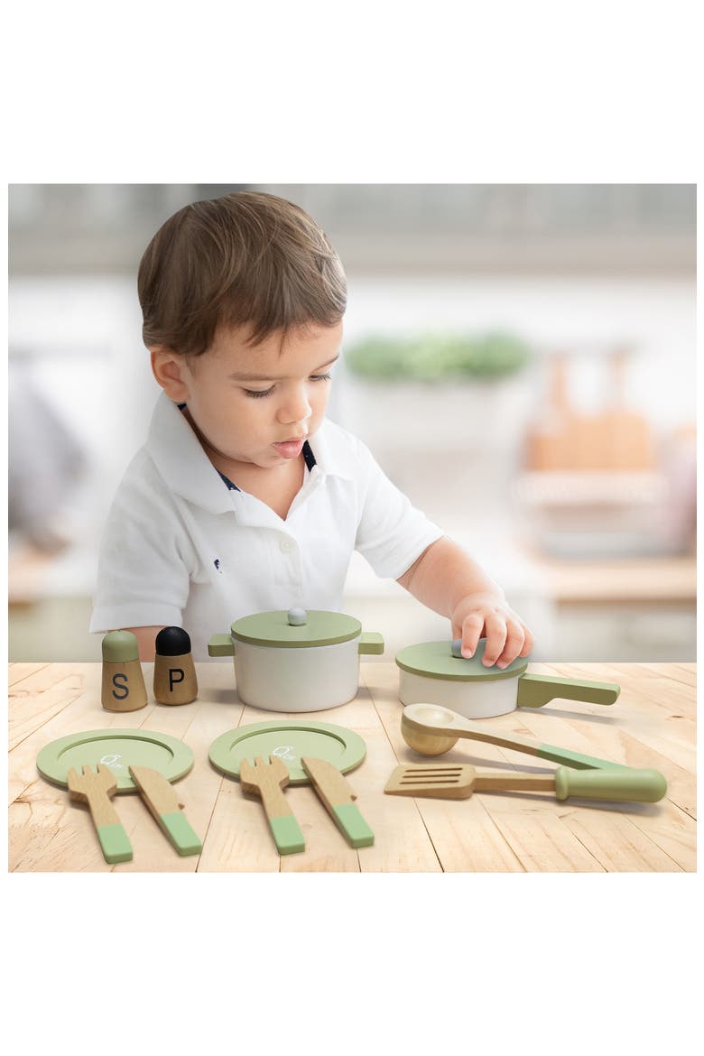 Little Chef Frankfurt 14-Piece Wood Cookware Playset, Alternate, color, GREEN
