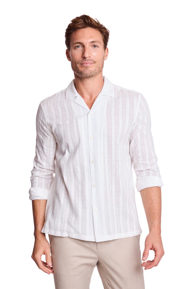 Parker Trim Fit Cotton Button-Up Shirt, Alternate, color, WHITE DOBBY STRIPES