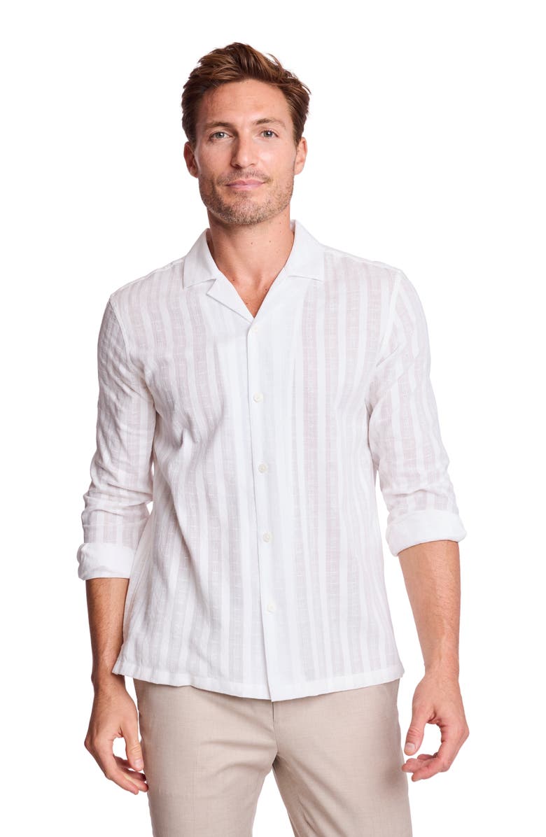 PAISLEY & GRAY Parker Trim Fit Cotton Button-Up Shirt, Alternate, color, White Dobby Stripes