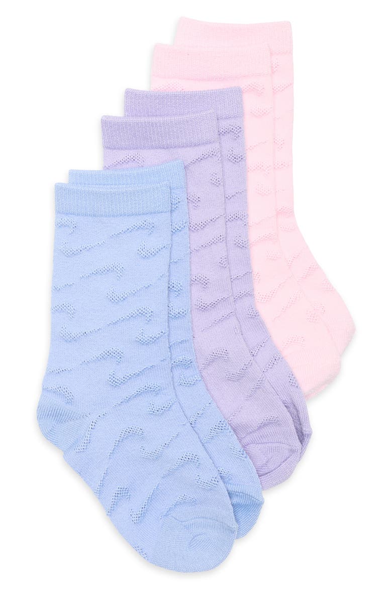 Kids' Swoosh 3-Pack Crew Socks, Main, color, HYDRANGEAS