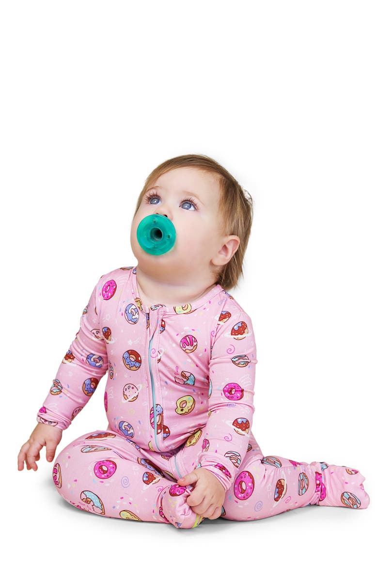 Baby Pink Space Donut Convertible Footie, Alternate, color, PINK DONUT