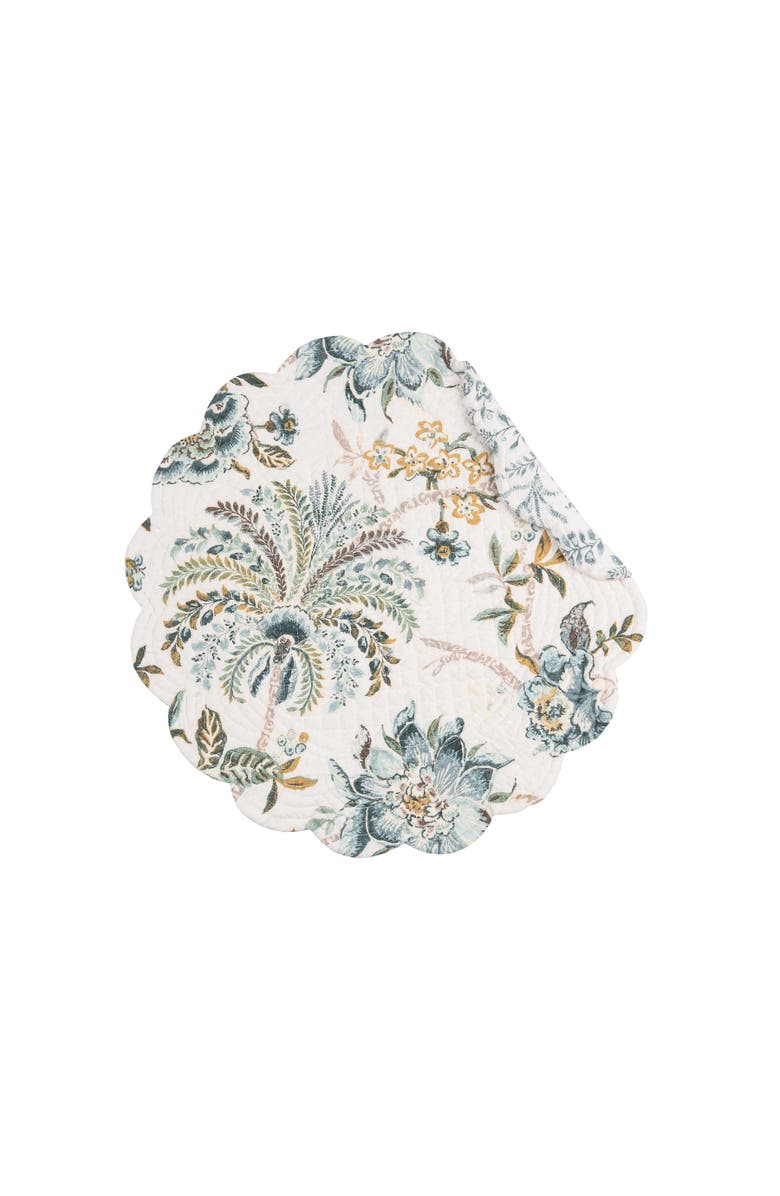 C&F Home Braganza Teal Vintage 100% Cotton Round Set of 6 Spring Placemats 17", Alternate, color, Green