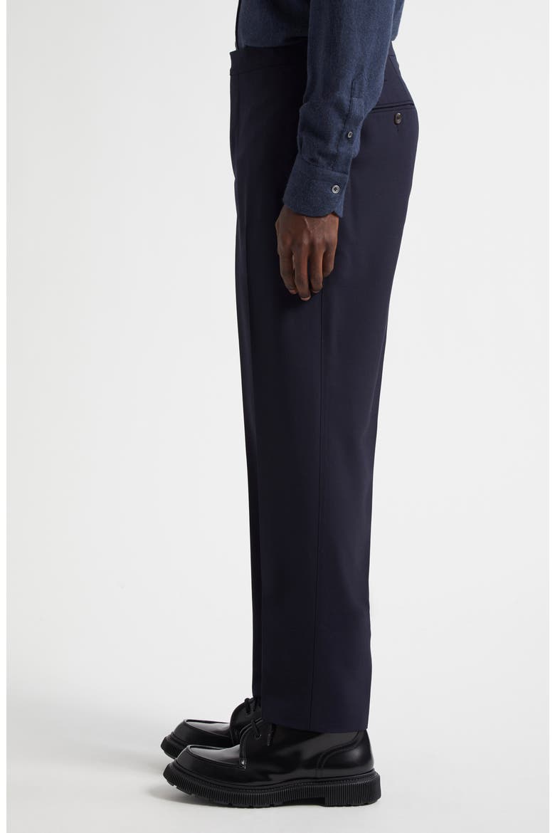 Fresco Tailored Flat Front Wool Trousers, Alternate, color, NAVY