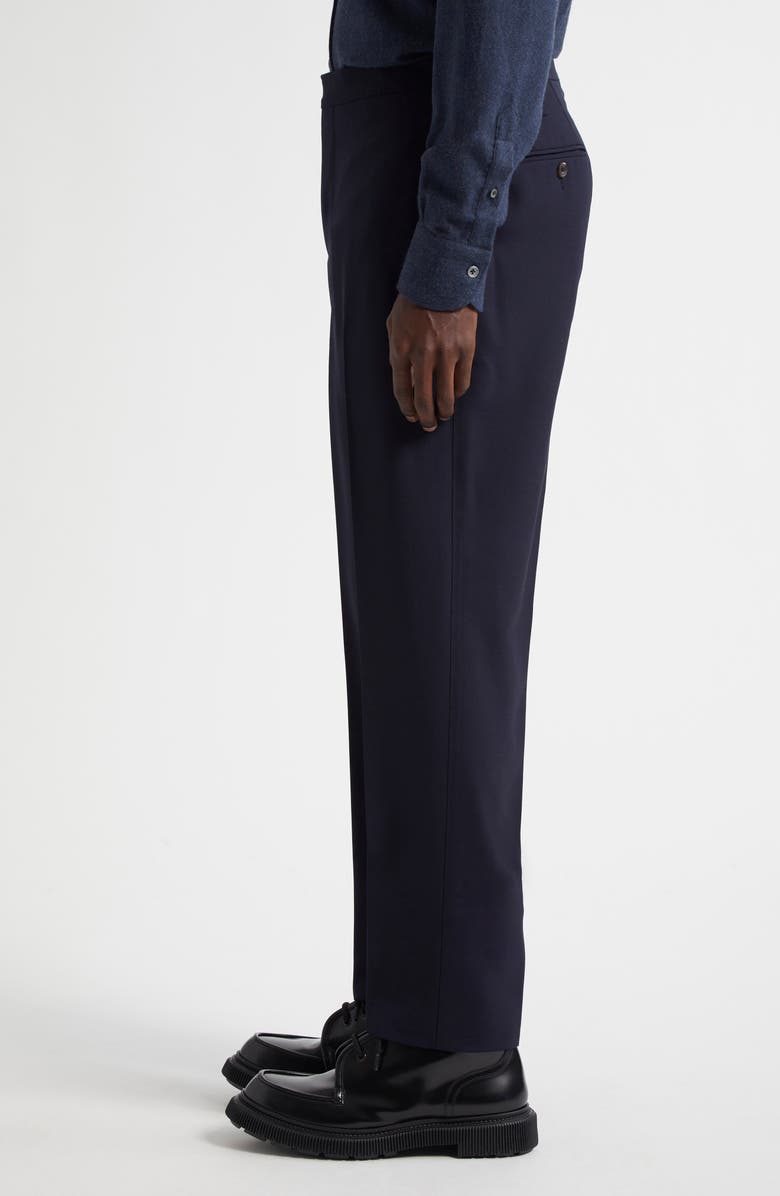 Thom Sweeney Fresco Tailored Flat Front Wool Trousers, Alternate, color, Navy