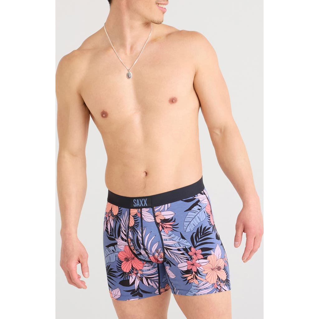Saxx Ultra Soft Boxer Brief In Hibiscus Jungle-blue
