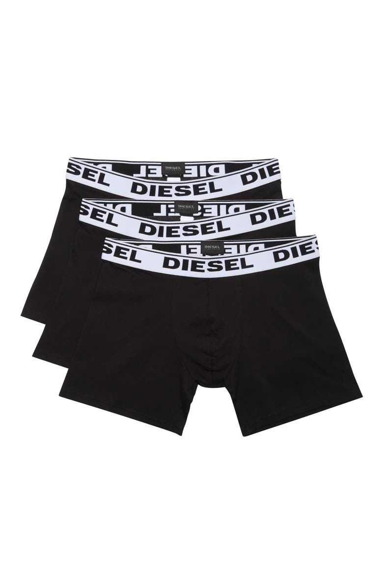 DIESEL Sebastian Stretch Cotton Boxer Briefs - Pack of 3, Main, color, BLACK/ BLACK/ BLACK