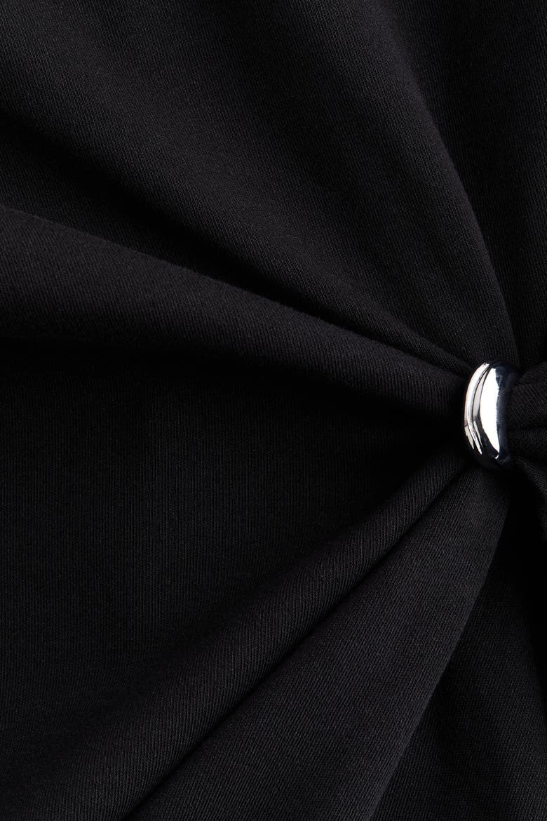 Draped-detail asymmetric top, Alternate, color, Black
