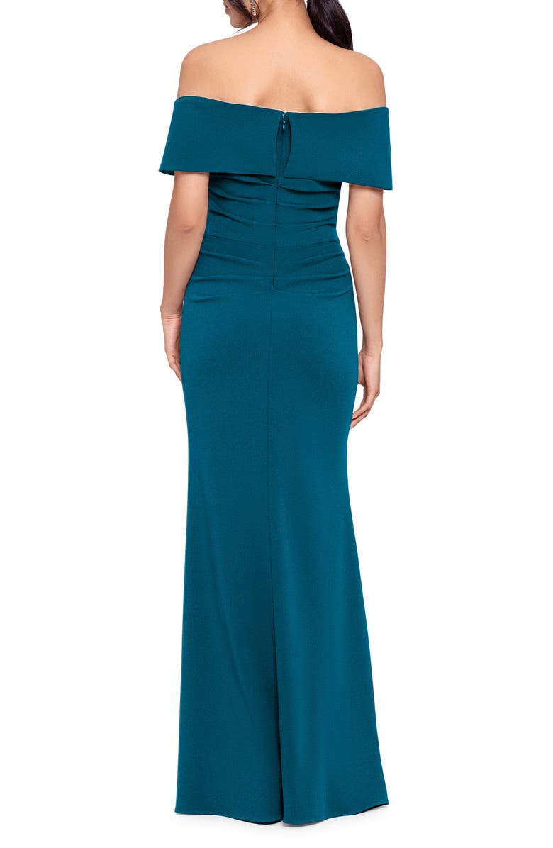 Betsy & Adam Off the Shoulder Crepe Gown, Alternate, color,