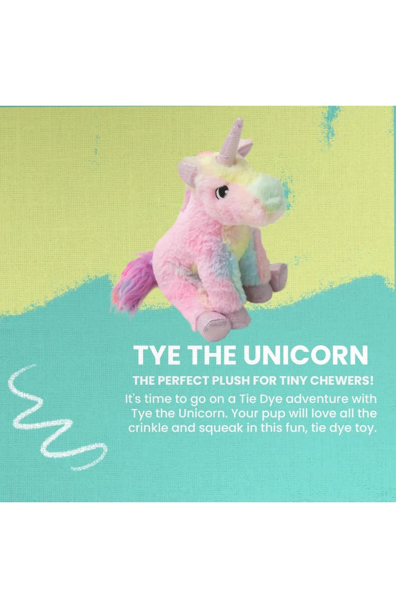 SnugArooz Tye the Unicorn, Rainbow Plush Dog Toy, Squeaks & Crinkles, Alternate, color, Multicolored