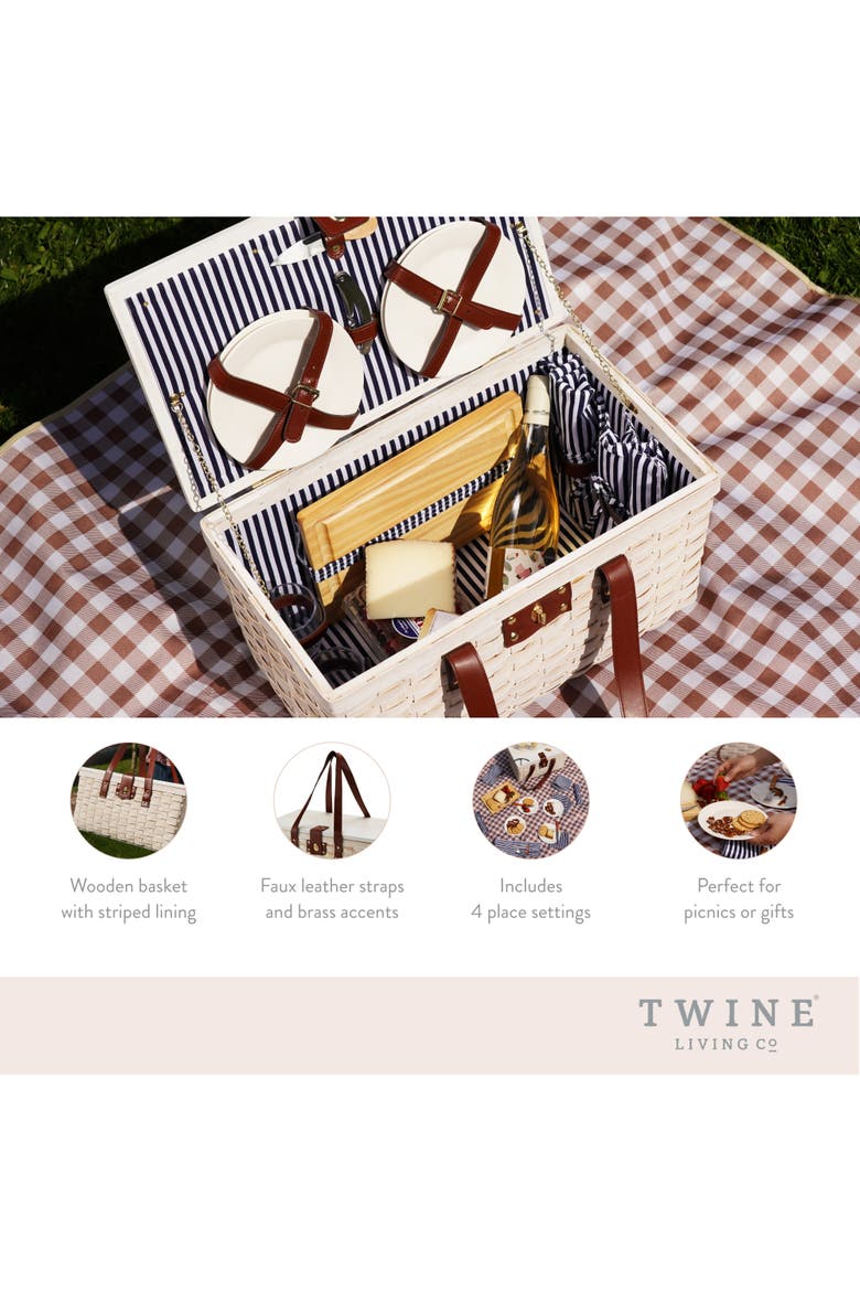 Tahoe Picnic Basket Set for Four in Cream, Alternate, color, Cream
