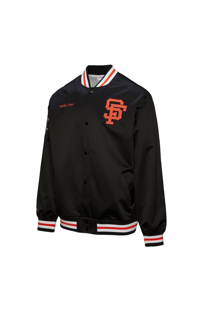 Mitchell & Ness Men's Mitchell & Ness Willie Mays Black San Francisco Giants Legends Collection Vintage Satin Full-Snap Jacket, Alternate, color, Black