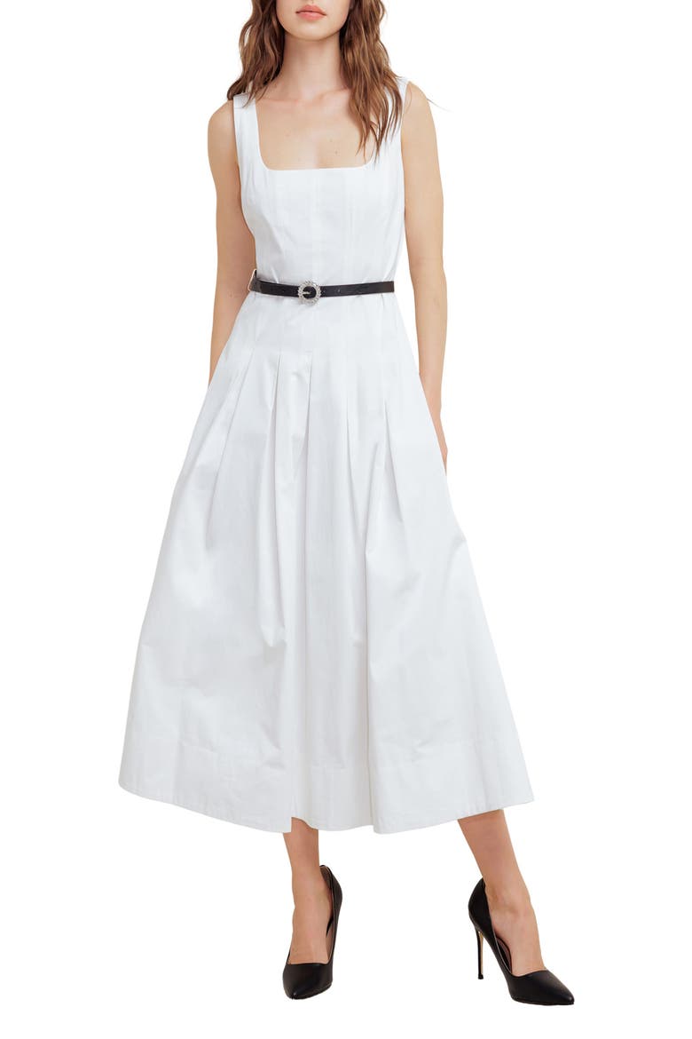 Sleeveless Cotton Midi Sundress, Main, color, WHITE