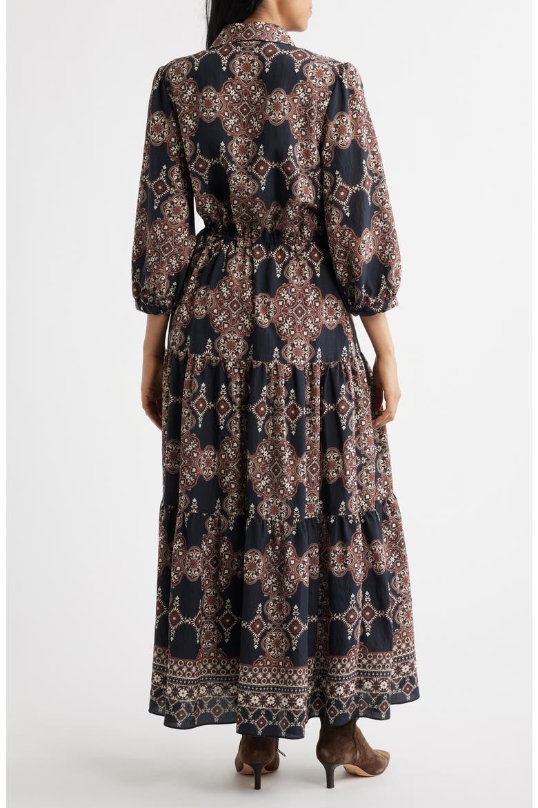 Mixed Paisley Long Sleeve Shirtdress, Alternate, color, BLACK MULTI