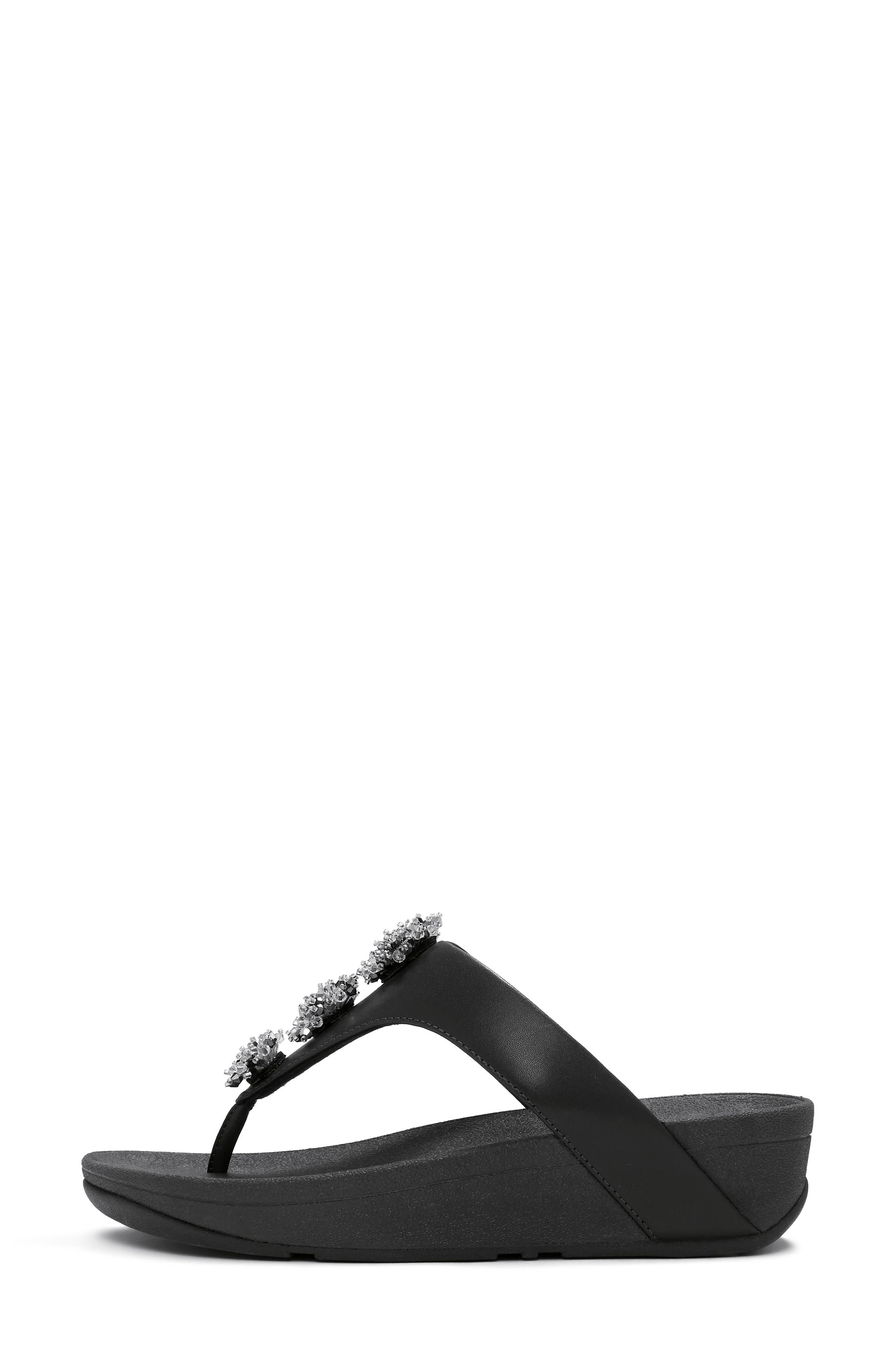 Flowrise Embellished Wedge Flip Flop, Alternate, color, BLACK