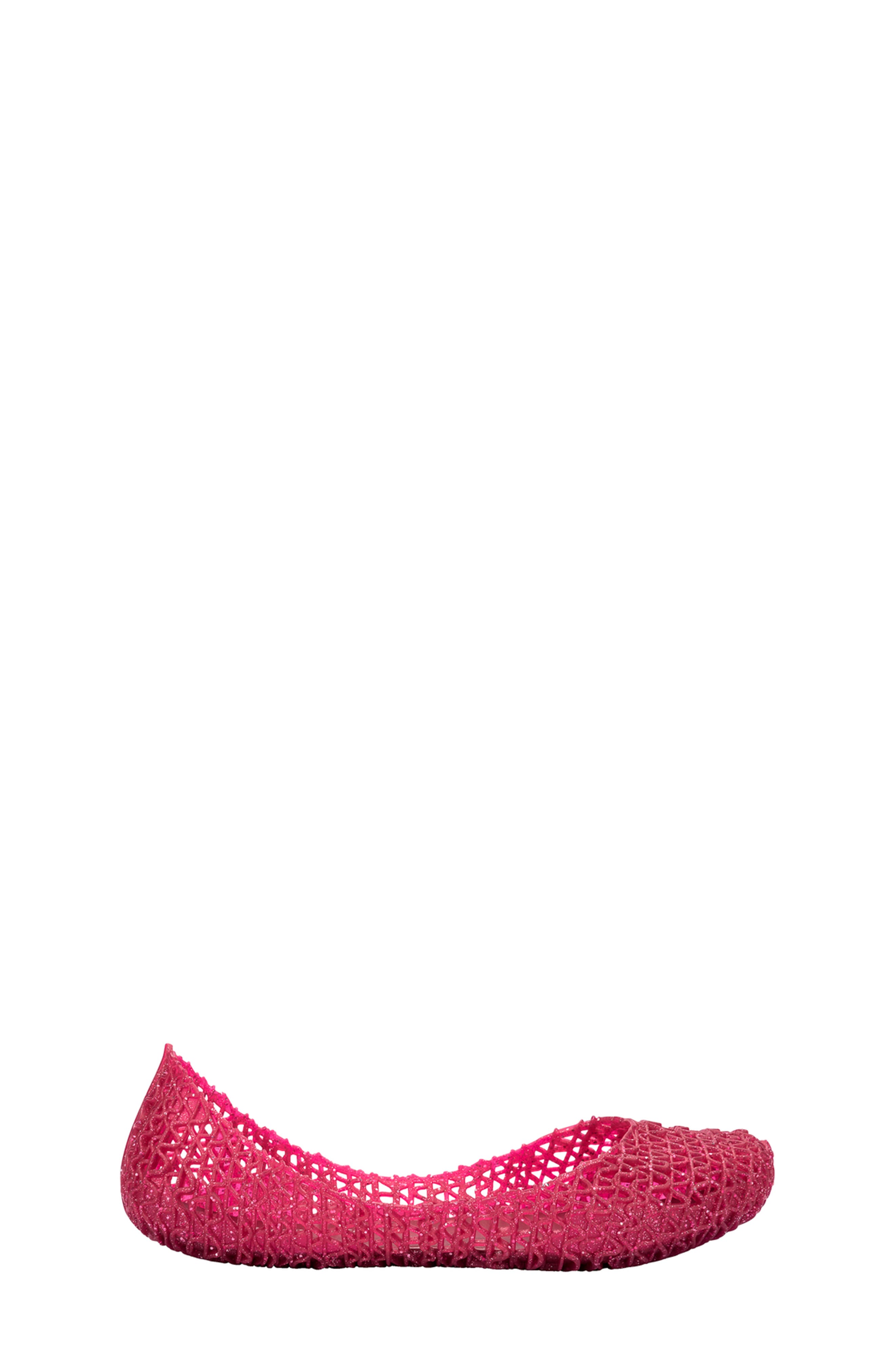Mini Melissa Campana Zigzag Flat, Alternate, color, Red Glitter/ Silver