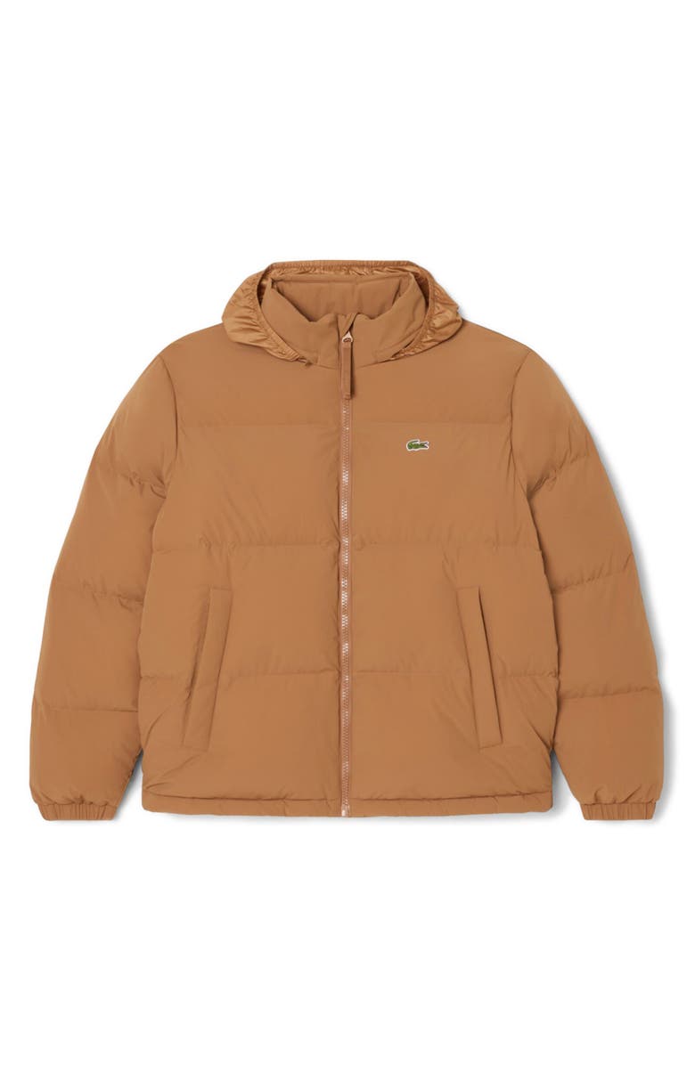 Lacoste Water Repellent Down Puffer Jacket, Alternate, color, Dark Date Brown