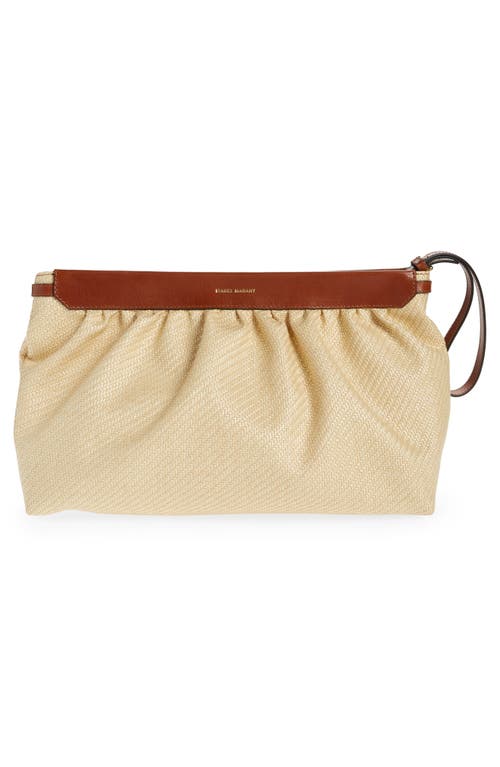 Isabel Marant Luz Leather-trimmed Raffia Clutch In Brown