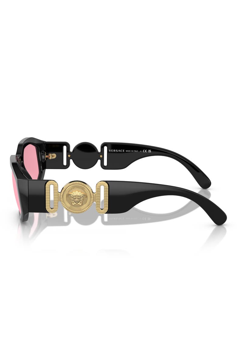 Versace Biggie 53mm Round Sunglasses, Alternate, color, Black Red
