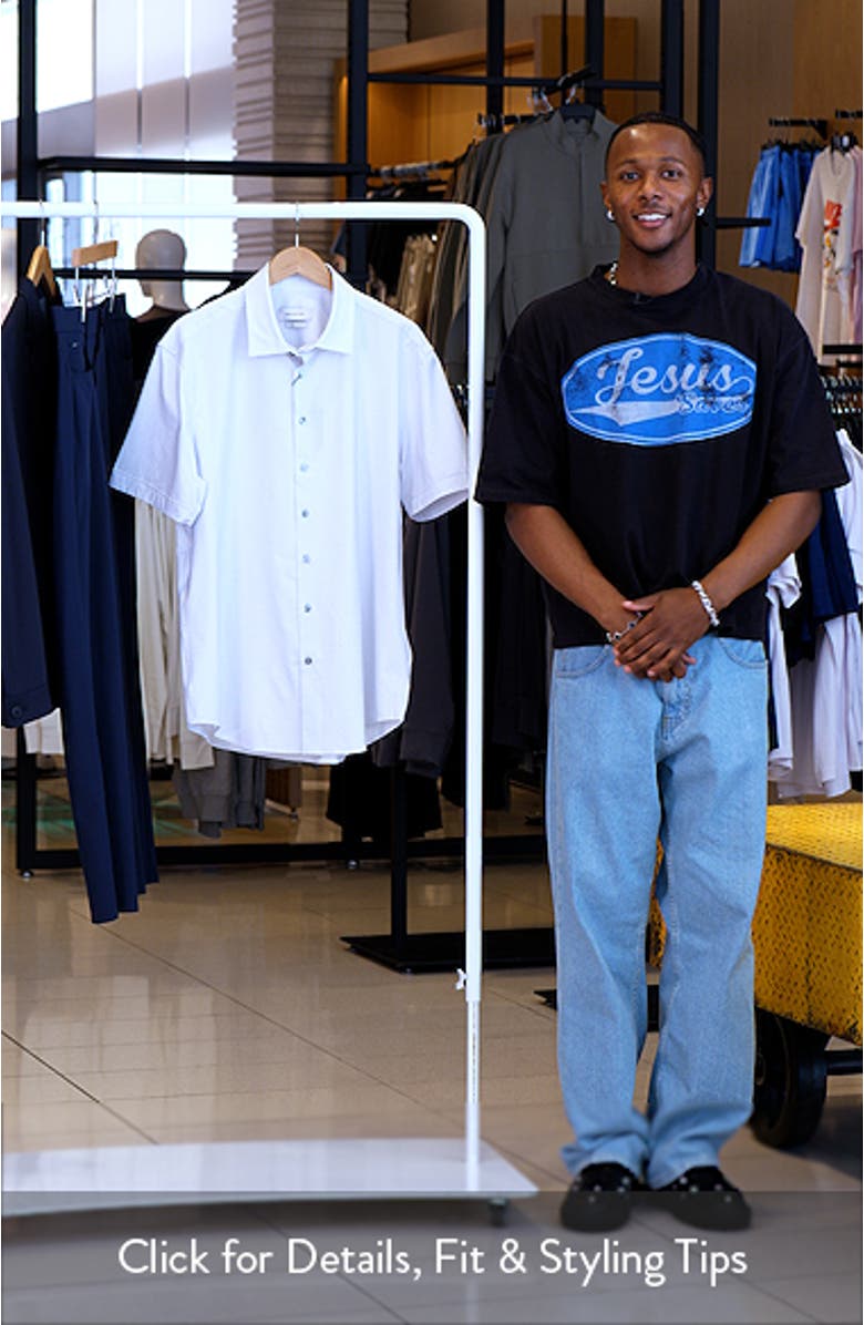 Miles OoohCotton<sup>®</sup> Geometric Print Short Sleeve Button-Up Shirt, sales video thumbnail