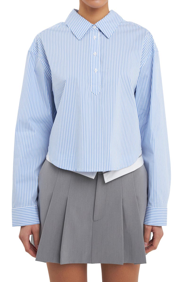 Grey Lab Pinstripe Crop Shirt, Alternate, color, 