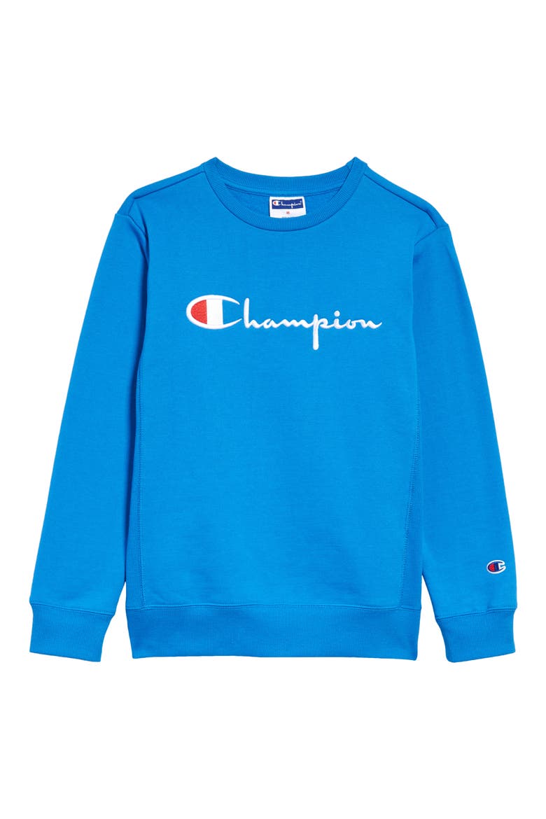 Kids' Embroidered Premium Fleece Sweatshirt, Main, color, BLUE JAY