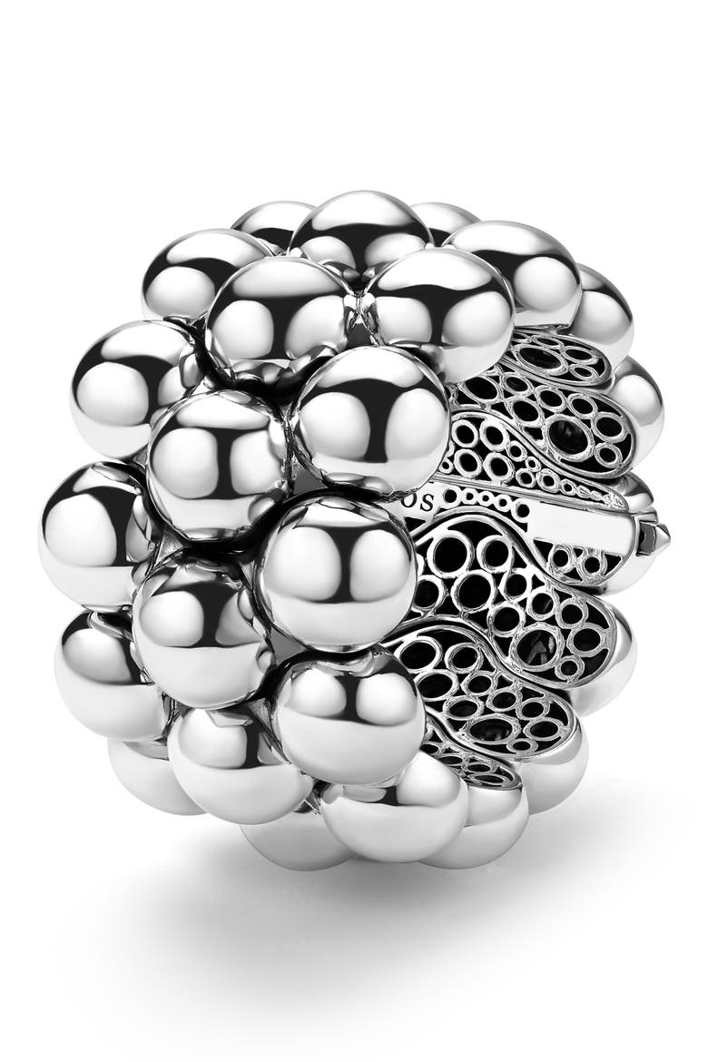 Caviar Bubbly Bead Statement Bracelet, Alternate, color, STERLING SILVER