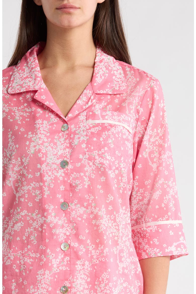 Cheri Blossom Cotton Sateen Crop Pajamas, Alternate, color, PINK LEMONADE