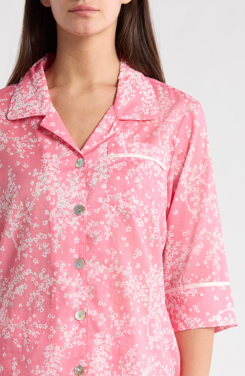 Papinelle Cheri Blossom Cotton Sateen Crop Pajamas, Alternate, color, Pink Lemonade