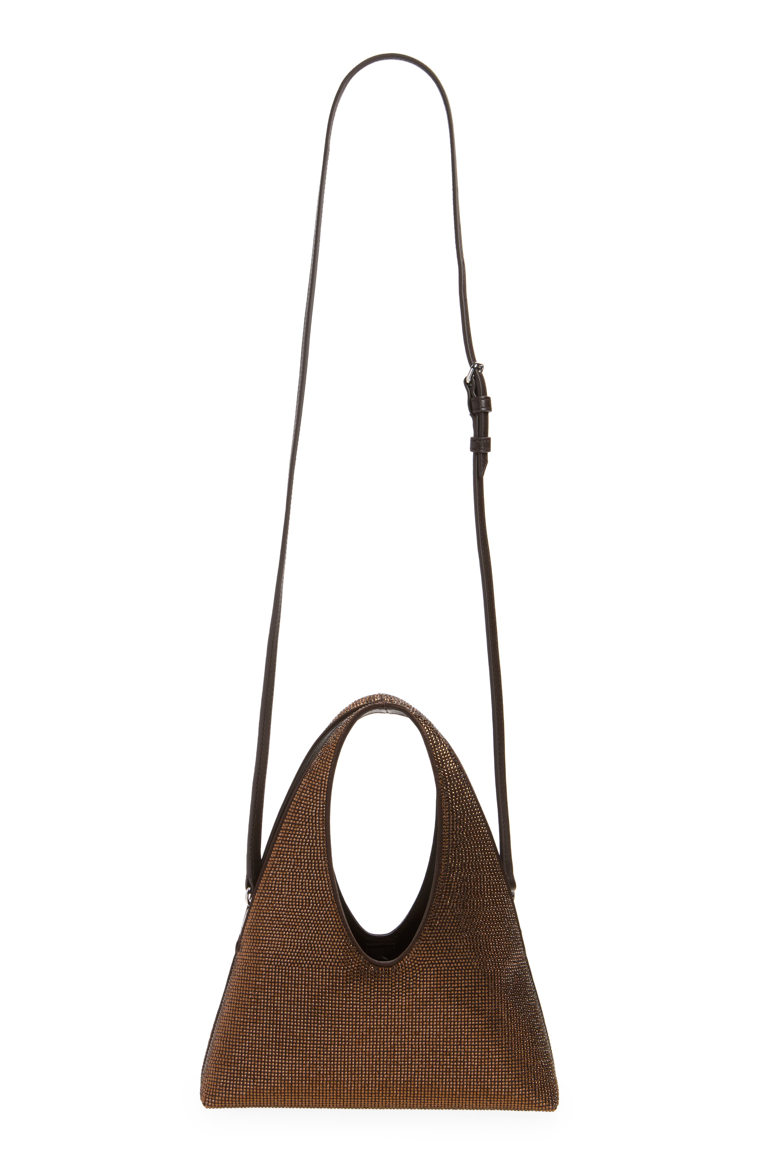 Pike Mini Crystal Hobo Bag, Alternate, color, BROWN