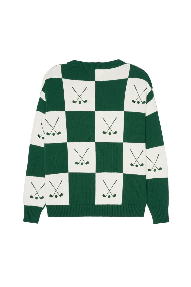 Riley Crewneck Sweater - Checkered Golf, Main, color, Green/Ivory